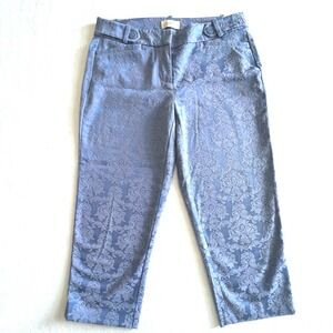 Loft Petite Blue Floral Brocade Crop Pants Size 2P Career Casual Vacation Beach